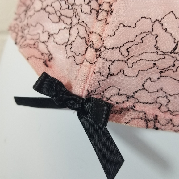 Cacique pink black mesh bustier corset coquette romantic pretty - Picture 3 of 10